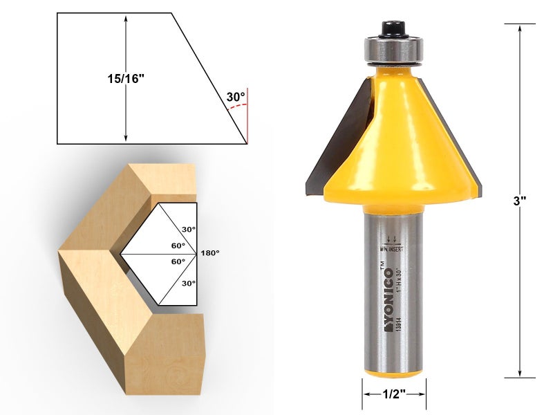 YONICO Chamfer Router Bits Bevel Edge Forming Set 5 Bit 1/2-Inch Shank 13508 - Image 5